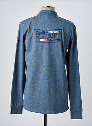 Polo tissage chiné manches longues bleu CAMBERABERO homme