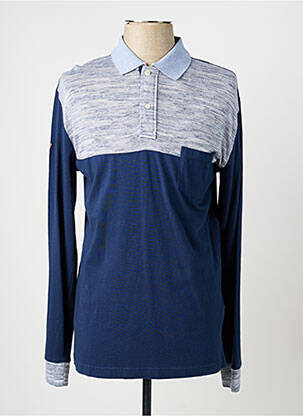 Polo tissage chiné manches longues bleu CAMBERABERO homme
