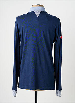 Polo tissage chiné manches longues bleu CAMBERABERO homme