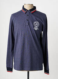 Polo tissage chiné manches longues bleu CAMBERABERO homme