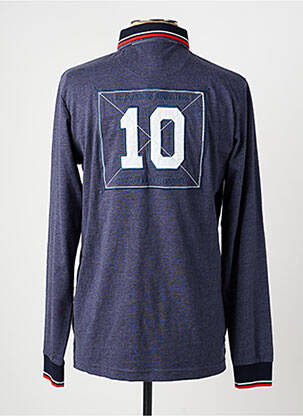 Polo tissage chiné manches longues bleu CAMBERABERO homme