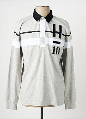 Polo tissage chiné manches longues gris CAMBERABERO homme