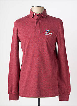 Polo tissage chiné manches longues rouge CAMBERABERO homme