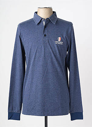 Polo tissage chiné manches longues bleu CAMBERABERO homme