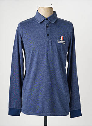 Polo tissage chiné manches longues bleu CAMBERABERO homme