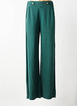 Pantalon large tissage crêpe taille haute vert TIFFOSI femme