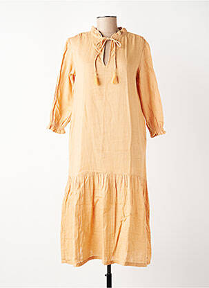 Robe mi-longue manches 3/4 manches 3/4 beige LES PETITS DORÉS femme