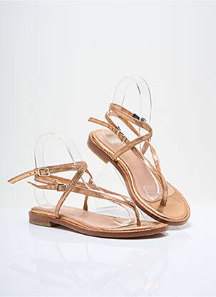 Tongs semelle extérieure cuir talon plat jusqu'à 3cm or UN SI BEAU PAS femme