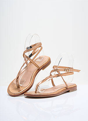 Tongs semelle extérieure cuir talon plat jusqu'à 3cm or UN SI BEAU PAS femme