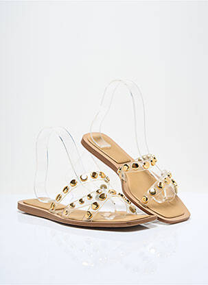 Mules/sabots tissage satiné talon plat jusqu'à 3cm or ZARA femme