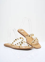 Mules/sabots tissage satiné talon plat jusqu'à 3cm or ZARA femme