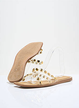 Mules/sabots tissage satiné talon plat jusqu'à 3cm or ZARA femme