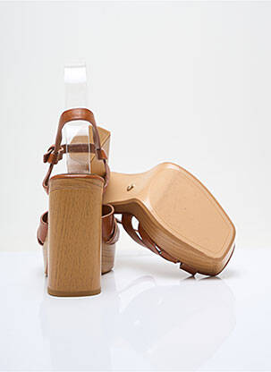 Sandales/nu pieds semi compensé talon haut de 10cm et plus marron ZARA femme