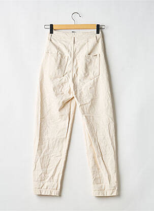 Pantalon droit fermeture zippée sous rabat avec crochet taille normale beige MASSIMO DUTTI femme