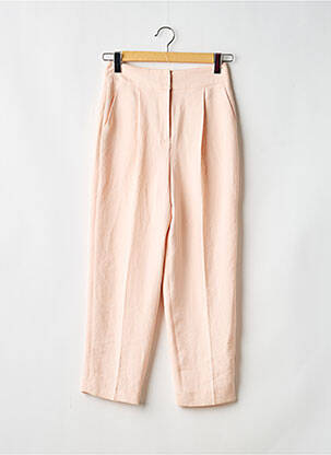 Pantalon droit tissage crêpe taille normale rose CAROLL femme