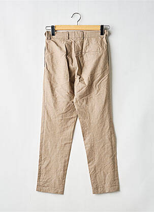 Pantalon droit fermeture zippée sous rabat avec crochet taille normale marron NOYOCO femme