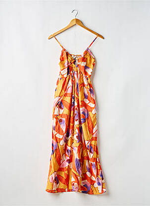 Robe longue tissage popeline fines bretelles orange THE KORNER femme