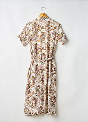 Robe mi-longue manches courtes manches courtes beige MONOPRIX femme