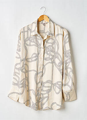 Chemisier coupe droite manches longues beige H&M femme