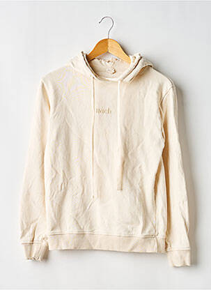 Sweat-shirt à capuche broderie manches longues beige NACH homme
