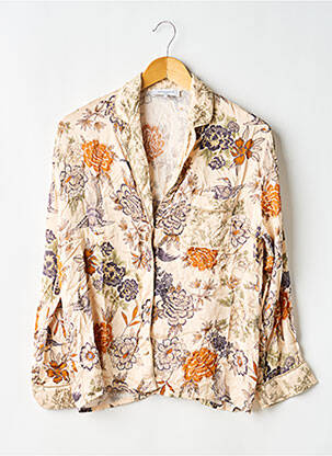 Chemisier imprimé fantaisie manches longues beige OPULLENCE femme