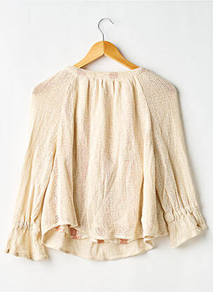 Top col v manches 3/4 beige TRAFALUC femme