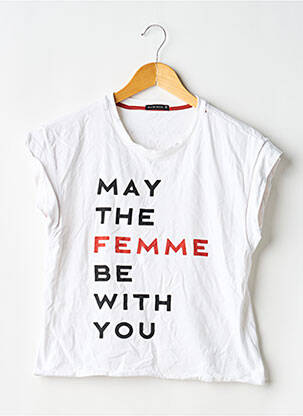 T-shirt sérigraphie floquée manches courtes blanc SKATÏE femme