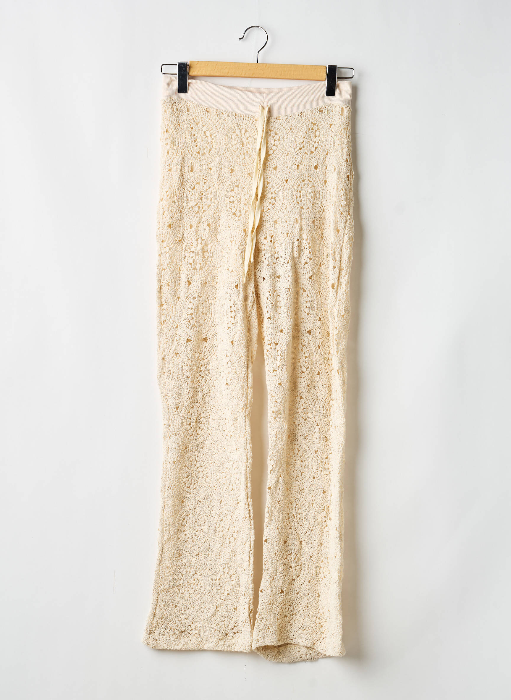 Pantalon droit taille élastique taille normale beige NOT YOUR GIRL femme