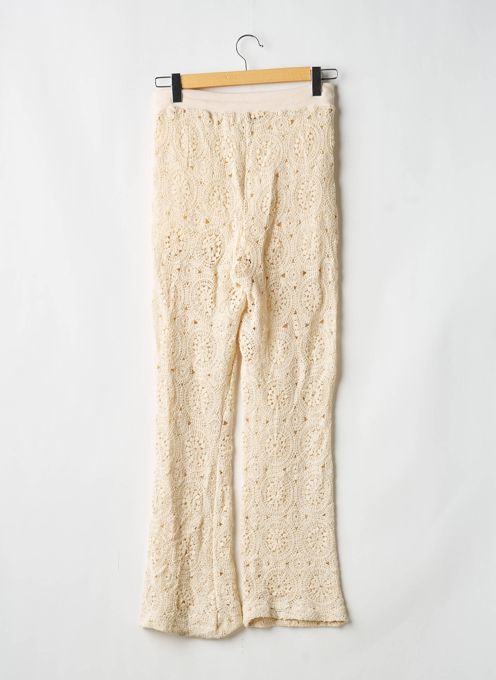 Pantalon droit taille élastique taille normale beige NOT YOUR GIRL femme
