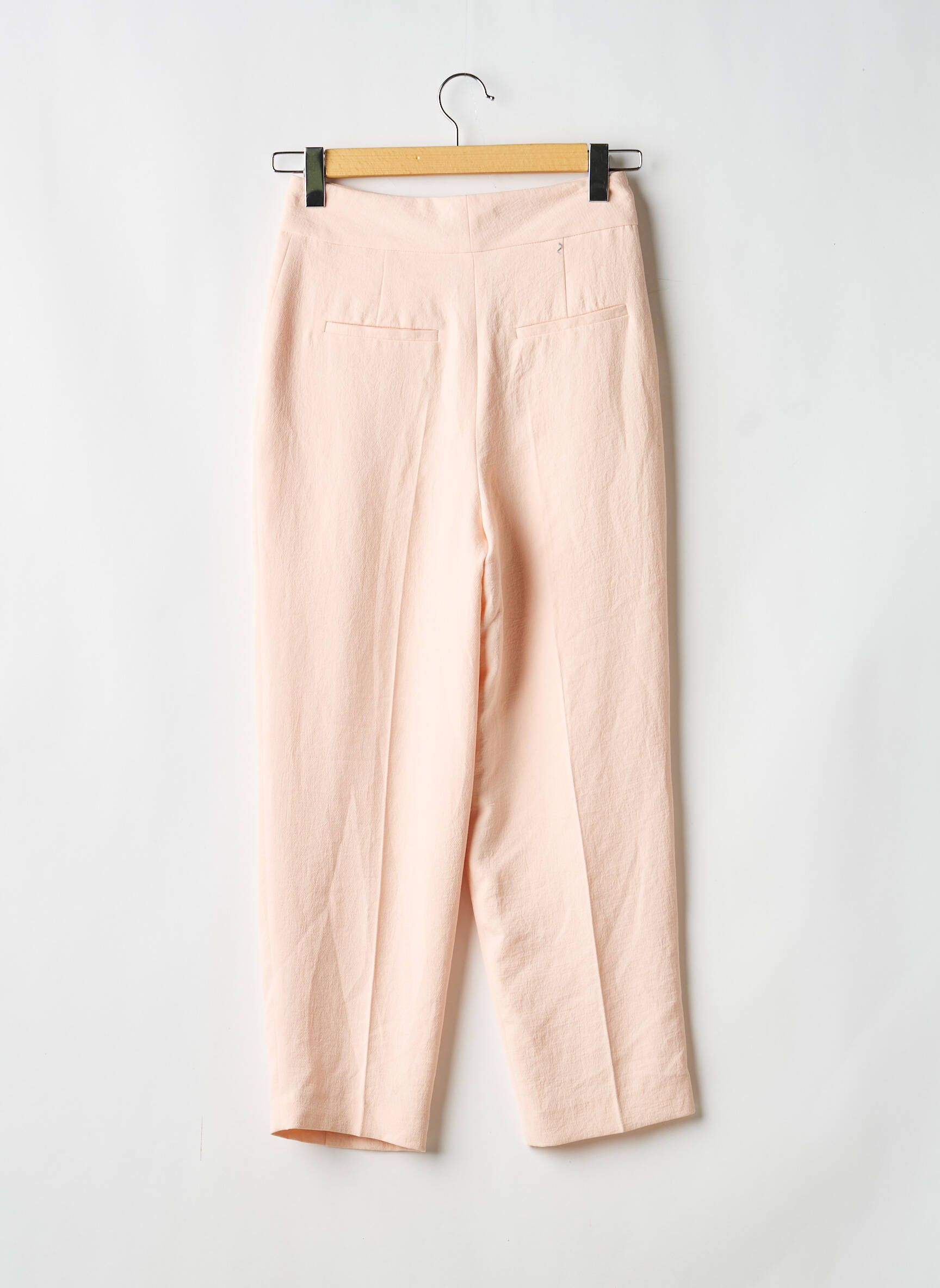 Pantalon droit tissage crêpe taille normale rose CAROLL femme