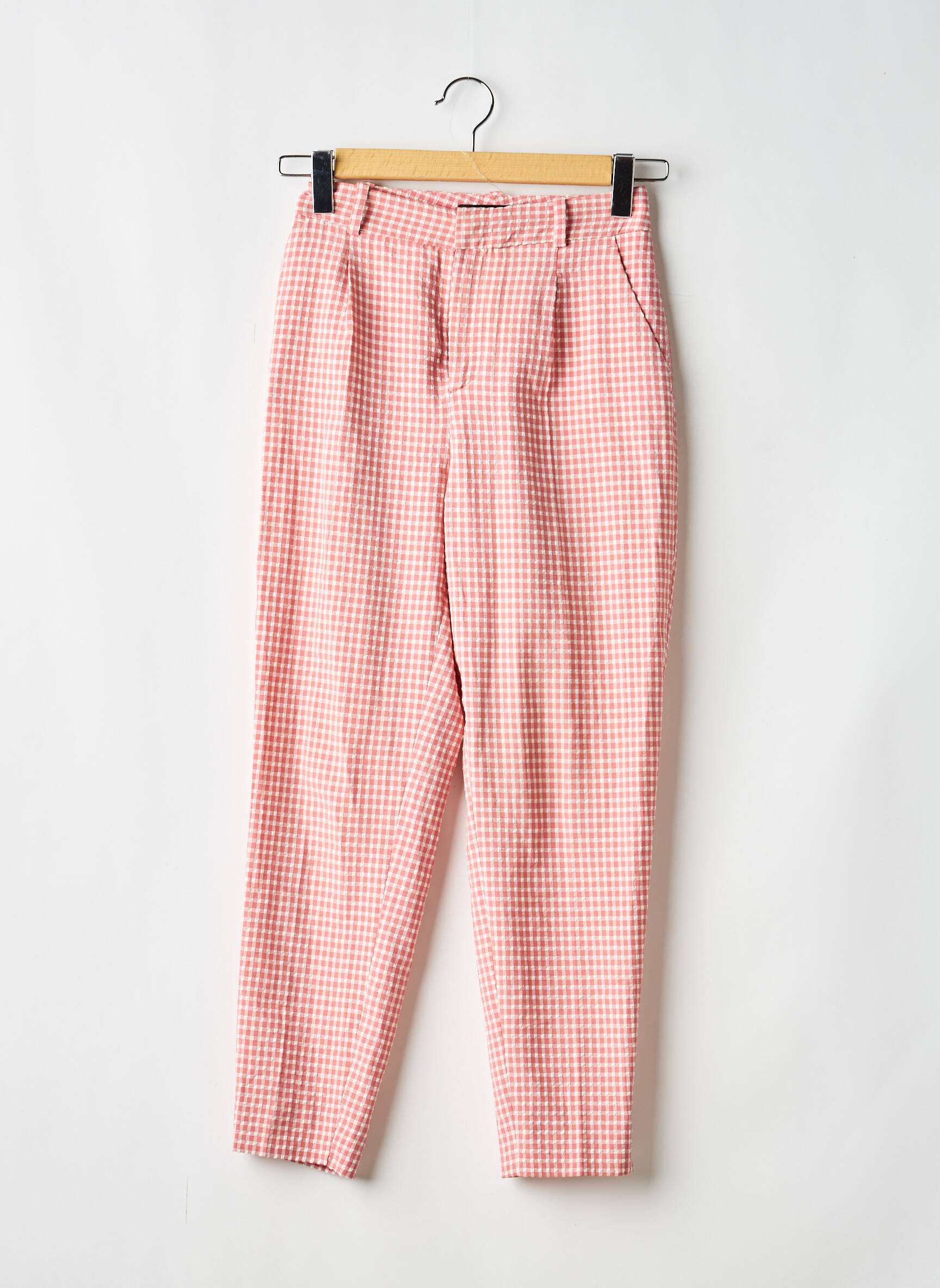 Pantalon droit stretch taille normale rouge ZARA femme