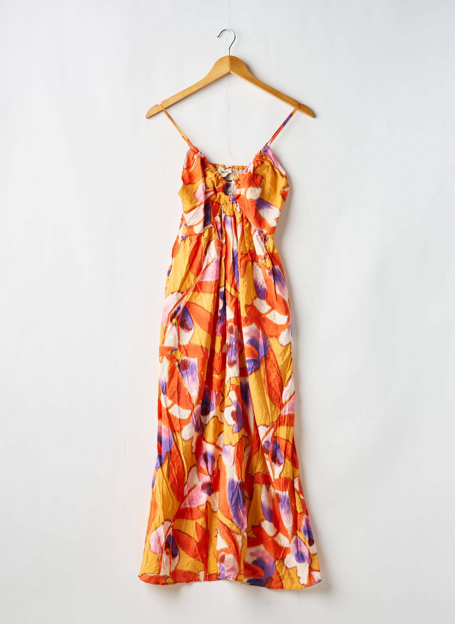 Robe longue tissage popeline fines bretelles orange THE KORNER femme