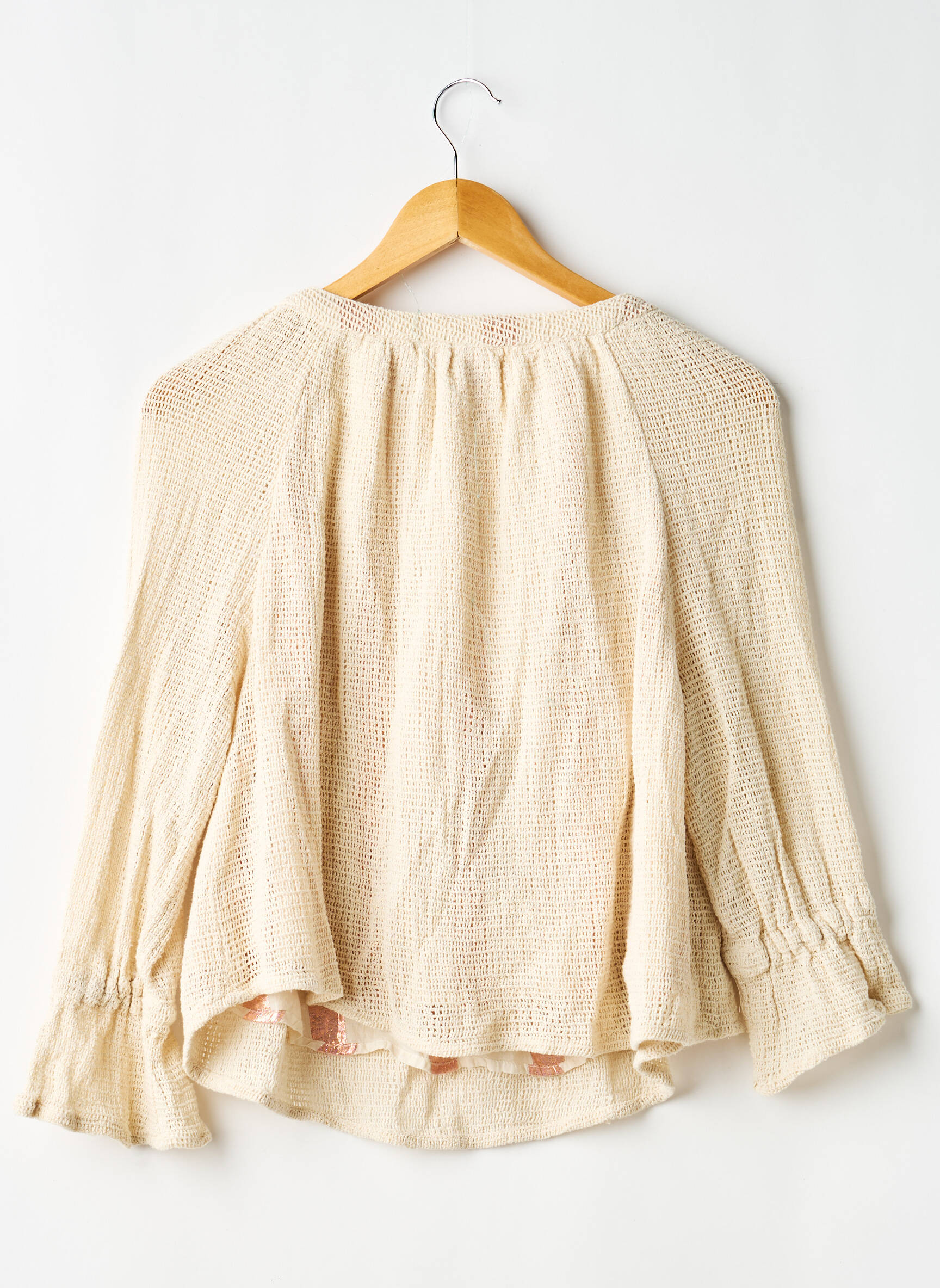 Top col v manches 3/4 beige TRAFALUC femme