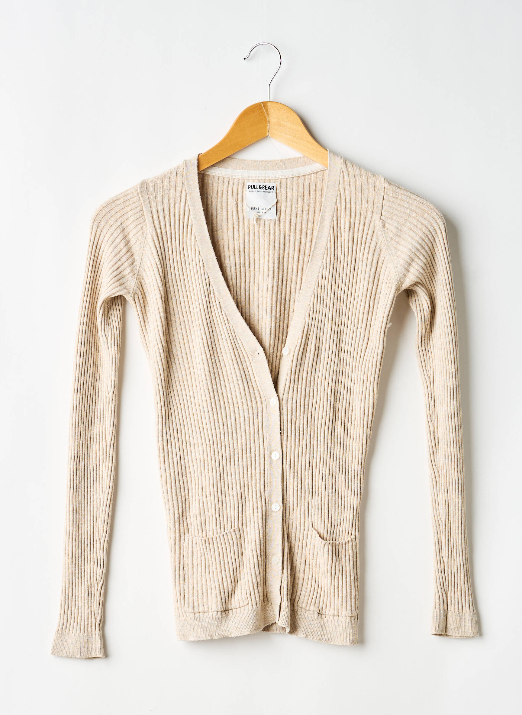 Gilet manches longues stretch beige PULL AND BEAR femme