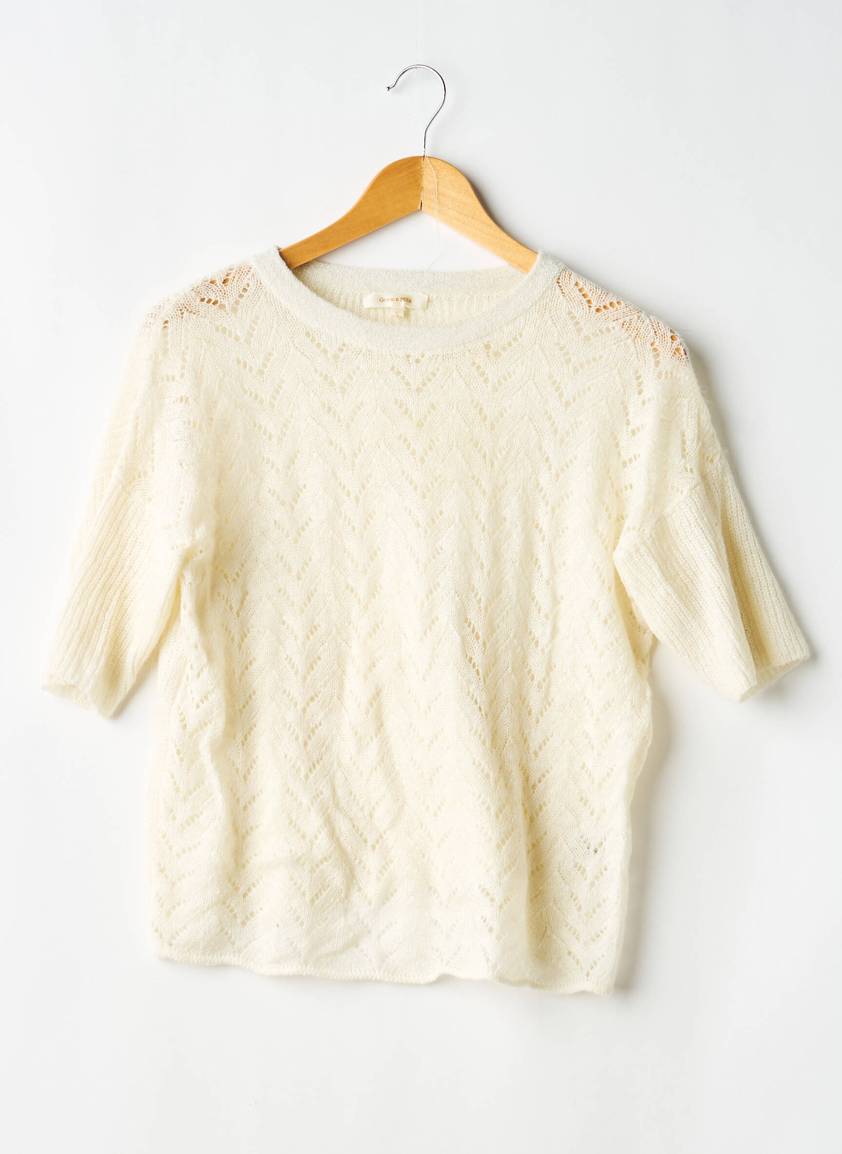 T-shirt coupe cintrée manches courtes beige GRACE & MILA femme