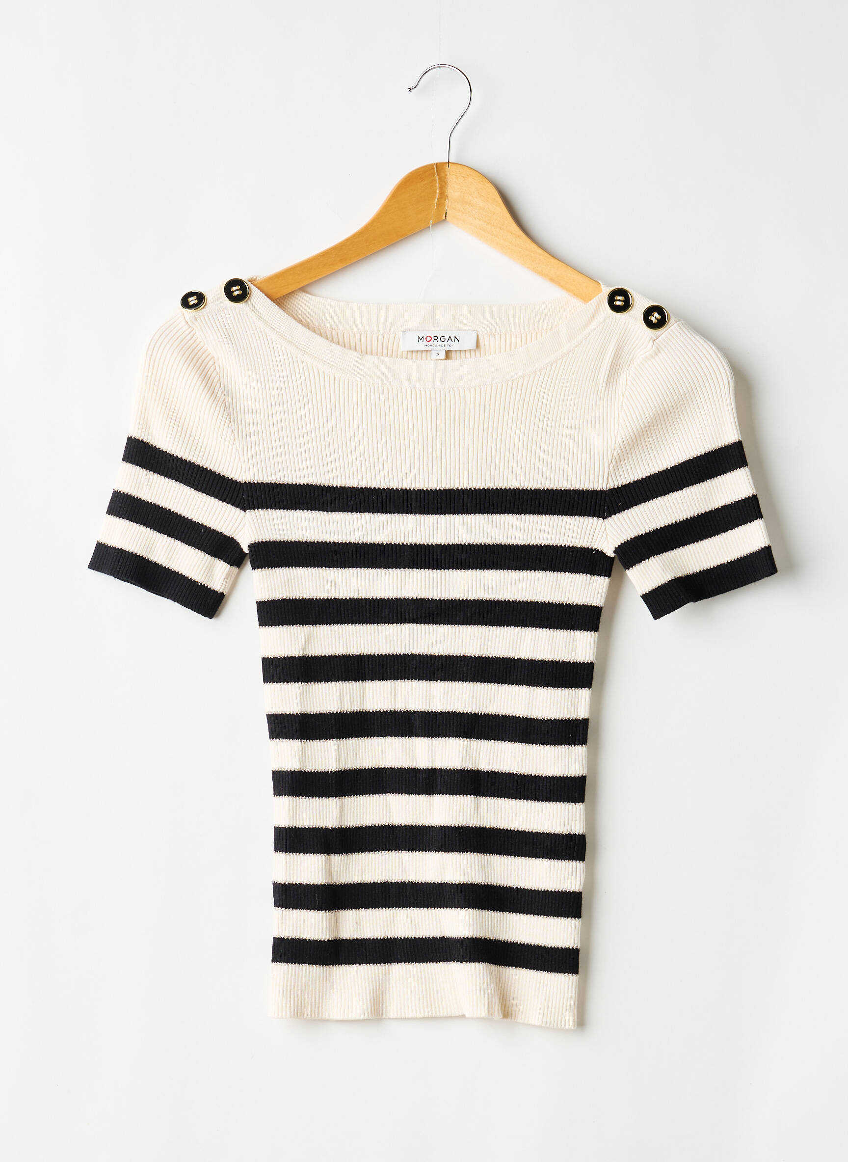 T-shirt coupe cintrée manches courtes blanc MORGAN femme