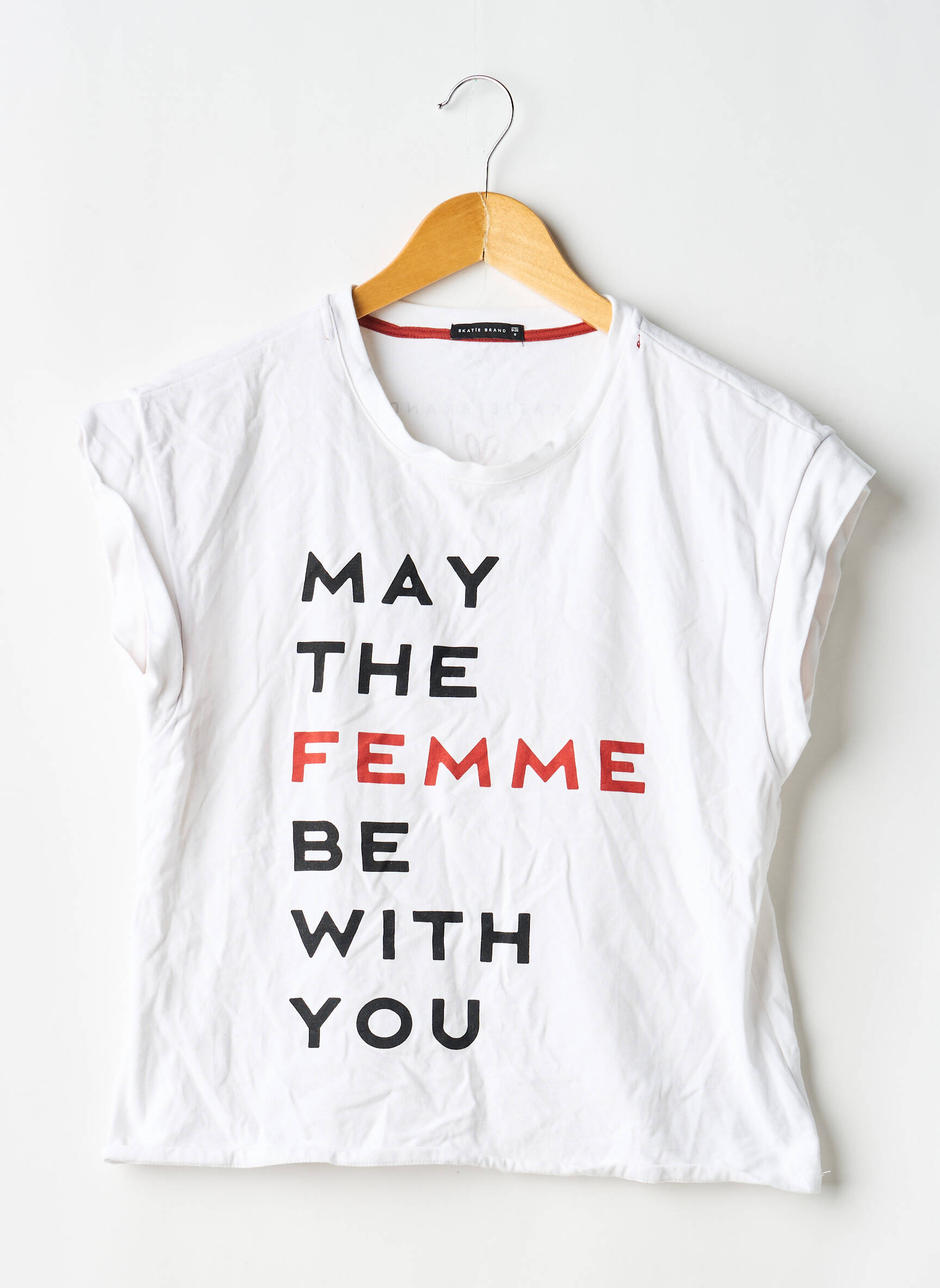 T-shirt sérigraphie floquée manches courtes blanc SKATÏE femme