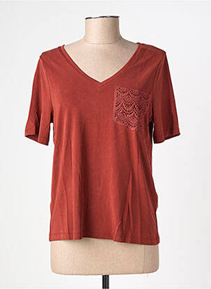 T-shirt col v manches courtes orange VERO MODA femme