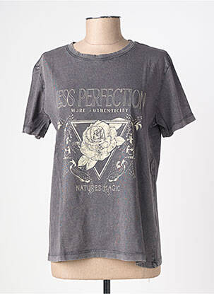 T-shirt sérigraphie floquée manches courtes gris B.YOUNG femme