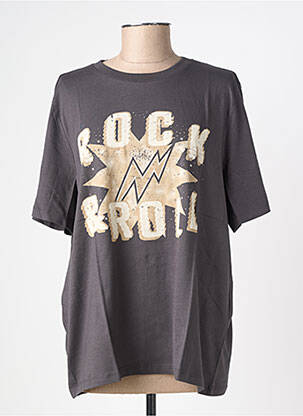 T-shirt sérigraphie floquée manches courtes gris VERO MODA femme
