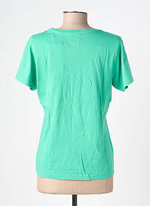 T-shirt sérigraphie floquée manches courtes vert HAPPY femme