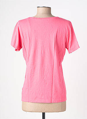 T-shirt sérigraphie floquée manches courtes rose HAPPY femme