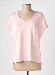 Pull tissage chiné manches courtes rose STREET ONE femme