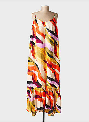 Robe longue imprimé fantaisie fines bretelles orange VERO MODA femme