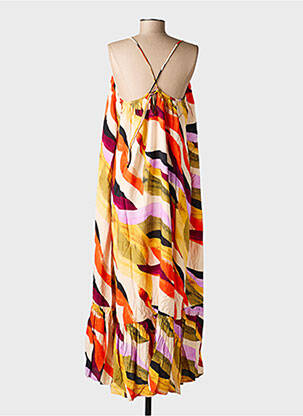 Robe longue imprimé fantaisie fines bretelles orange VERO MODA femme