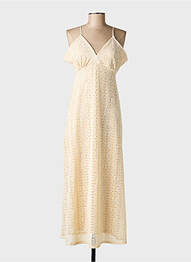 Robe longue manches bretelles ajustables fines bretelles beige VERO MODA femme