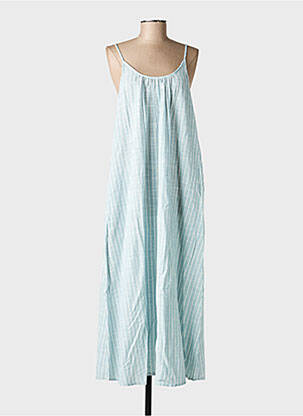 Robe longue tissage crêpe fines bretelles bleu AWARE femme
