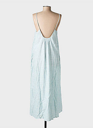 Robe longue tissage crêpe fines bretelles bleu AWARE femme