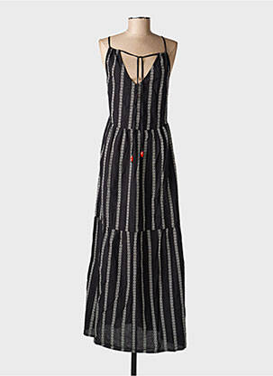 Robe longue imprimé fantaisie fines bretelles noir B.YOUNG femme