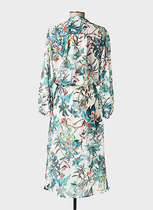 Robe mi-longue imprimé fleurs manches longues vert B.YOUNG femme